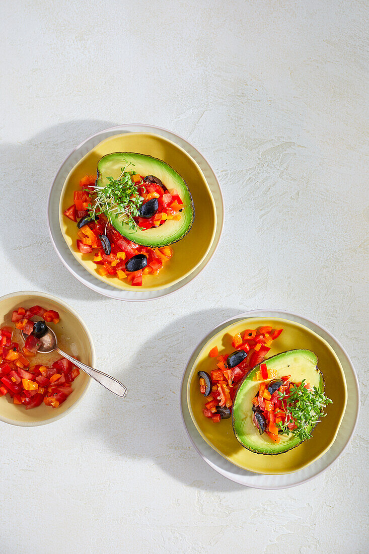 Stuffed avocado with vegetable salsa