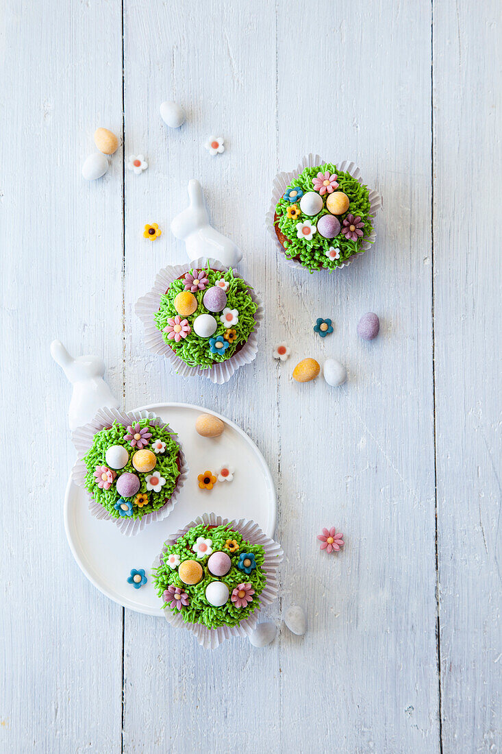 Easter cupcakes in bird's nest shape