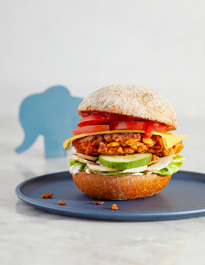 Healthy burger with soya mince patty