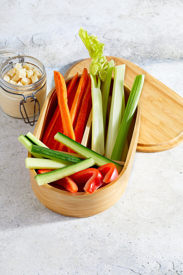 Vegetable sticks with hummus