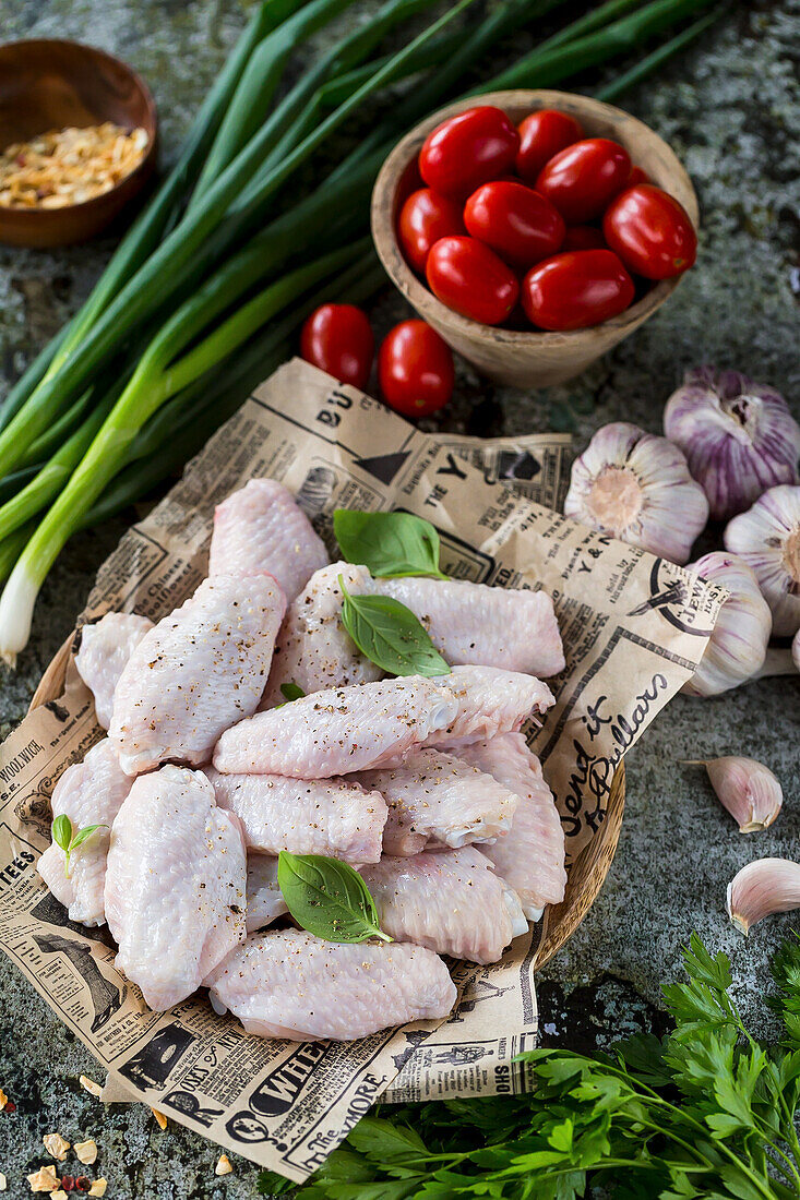 Raw chicken wings