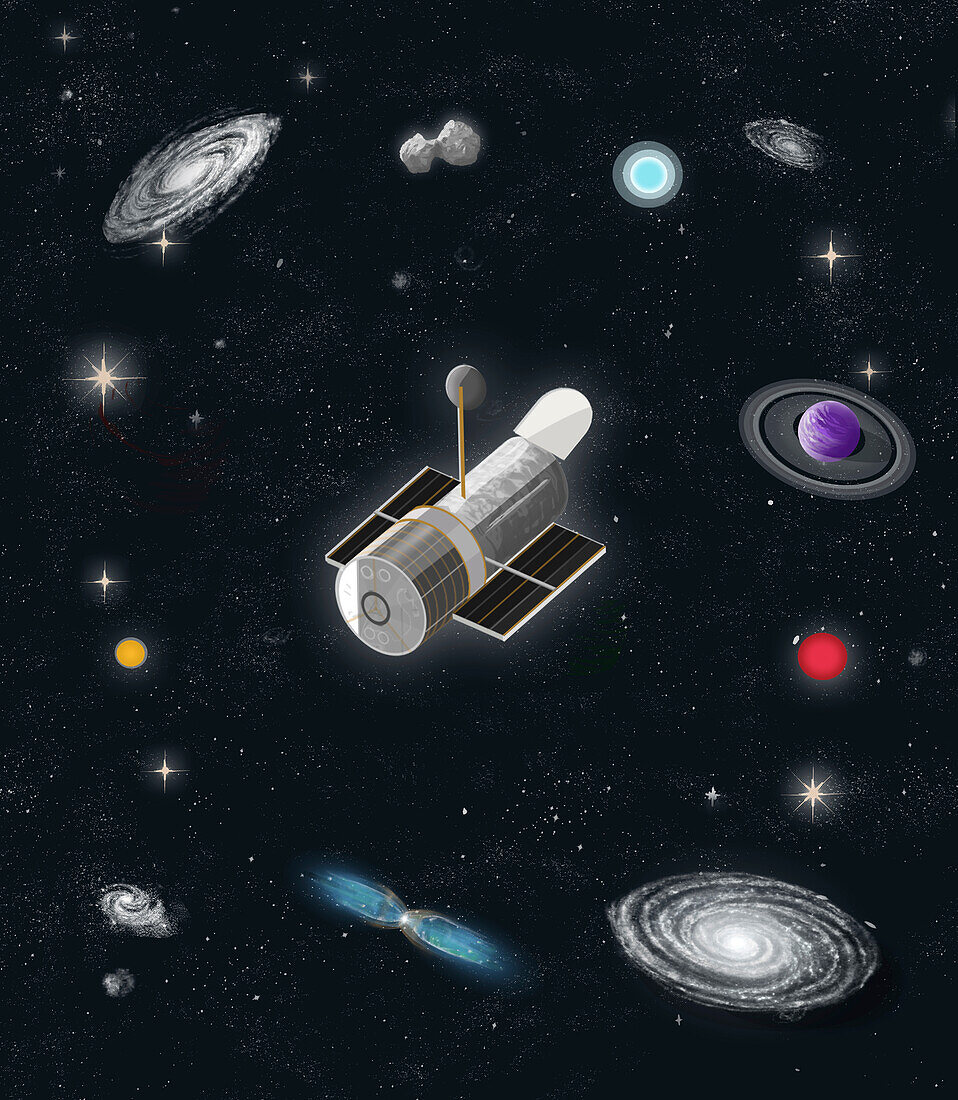 Space telescope, conceptual illustration