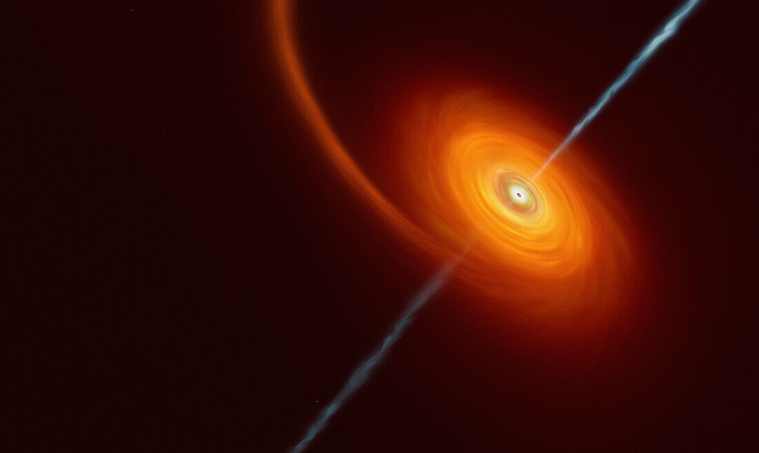 Black hole swallowing a star, illustration