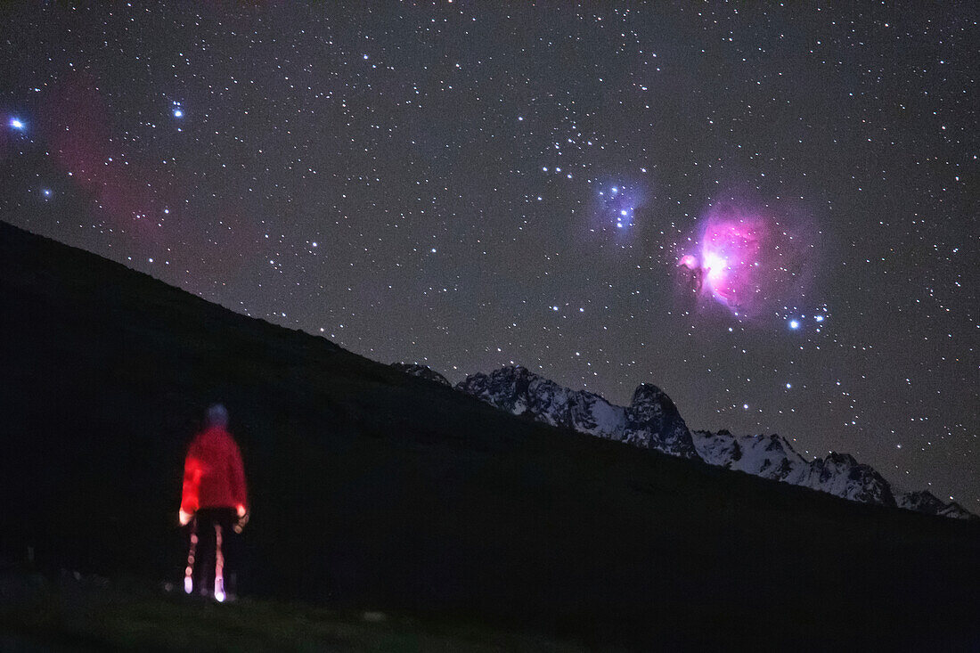 Orion Nebula above mountain, Sichuan, China