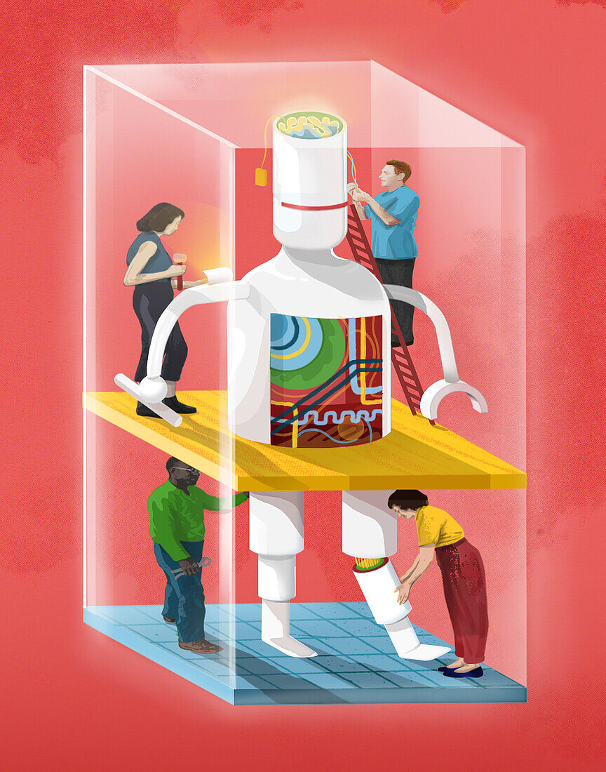 Building a humanoid robot, conceptual illustration