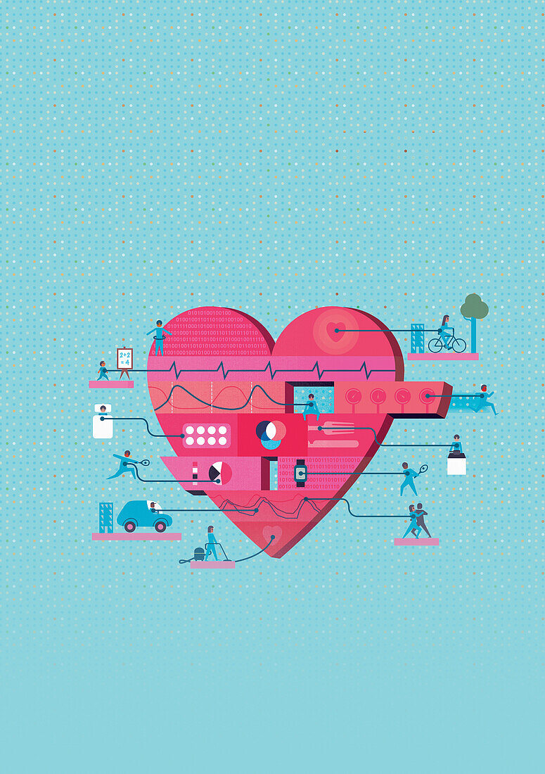 Digital health monitoring, conceptual illustration