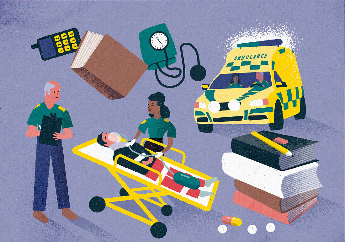 Trainee paramedic, conceptual illustration