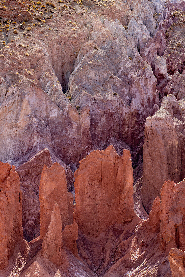 Geological formations in Rainbow Valley, Chile