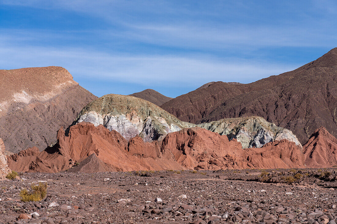 Geological formations in Rainbow Valley, Chile