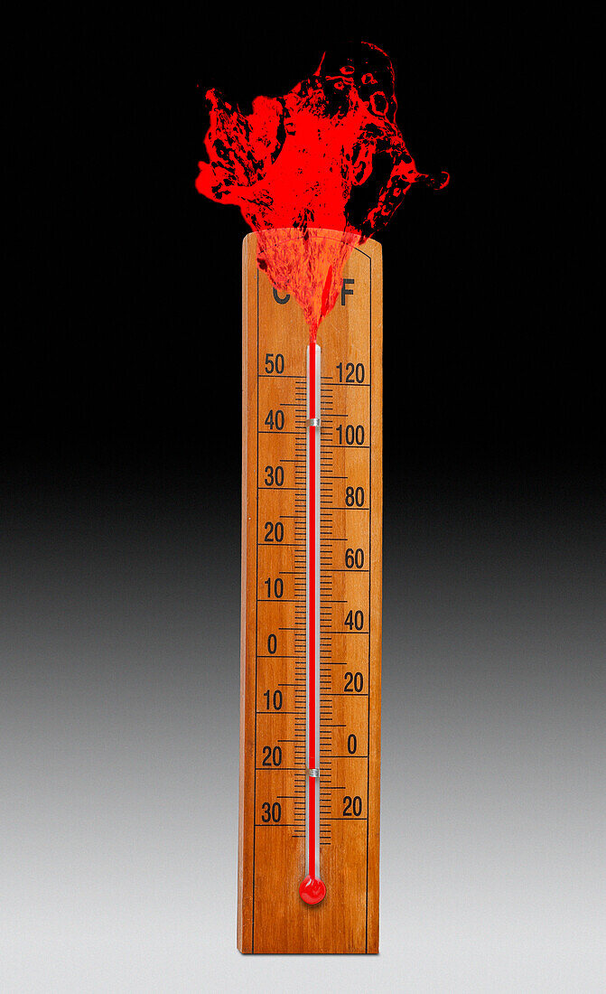 High temperature, conceptual composite image