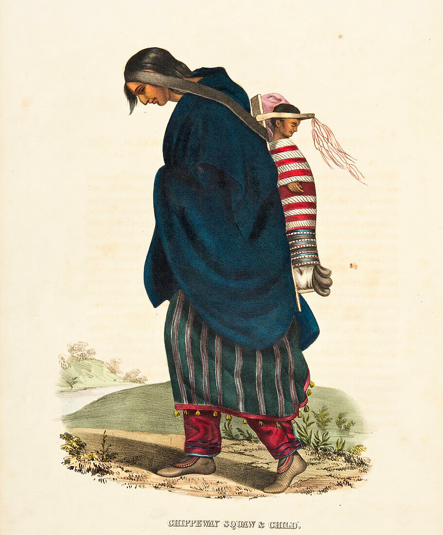 Chippeway squaw and child, illustration