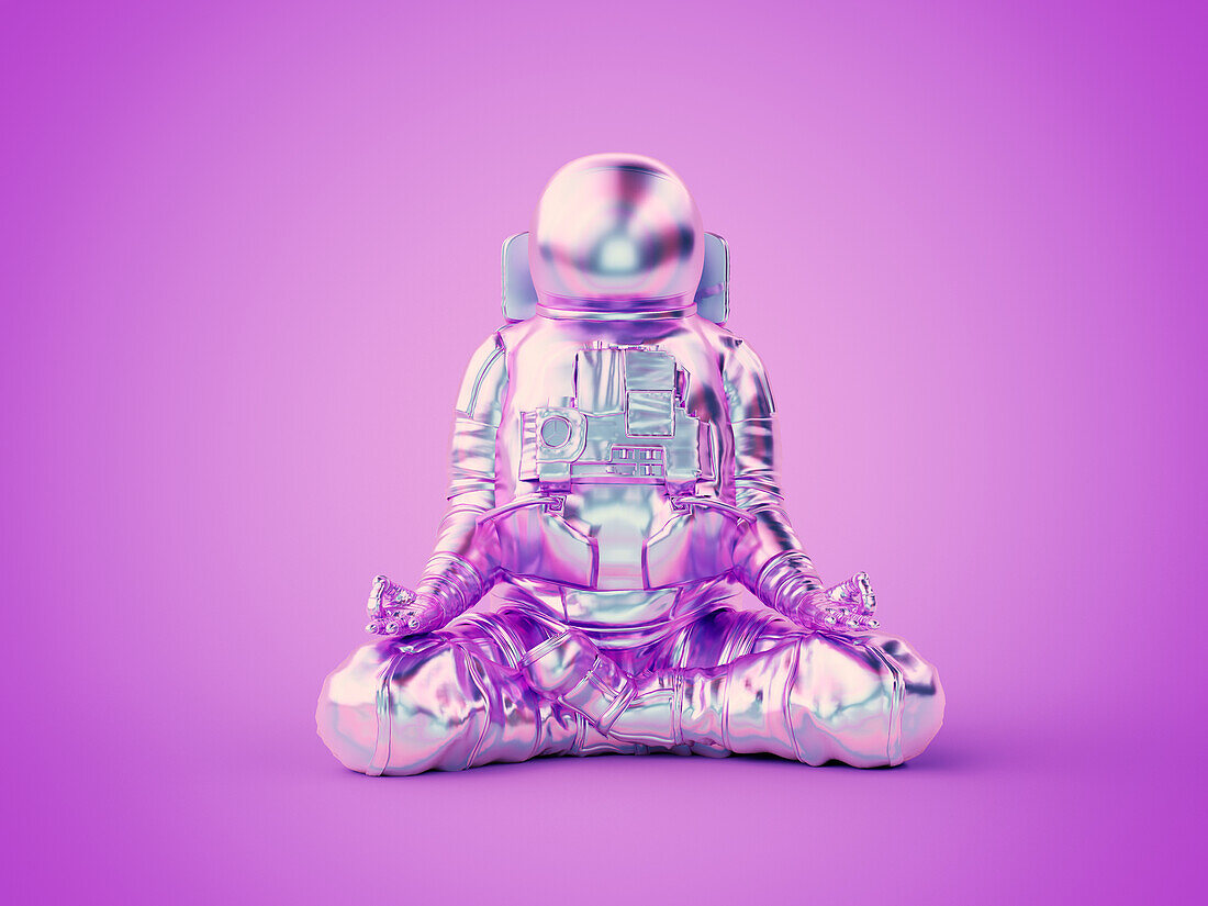 Meditating astronaut, illustration