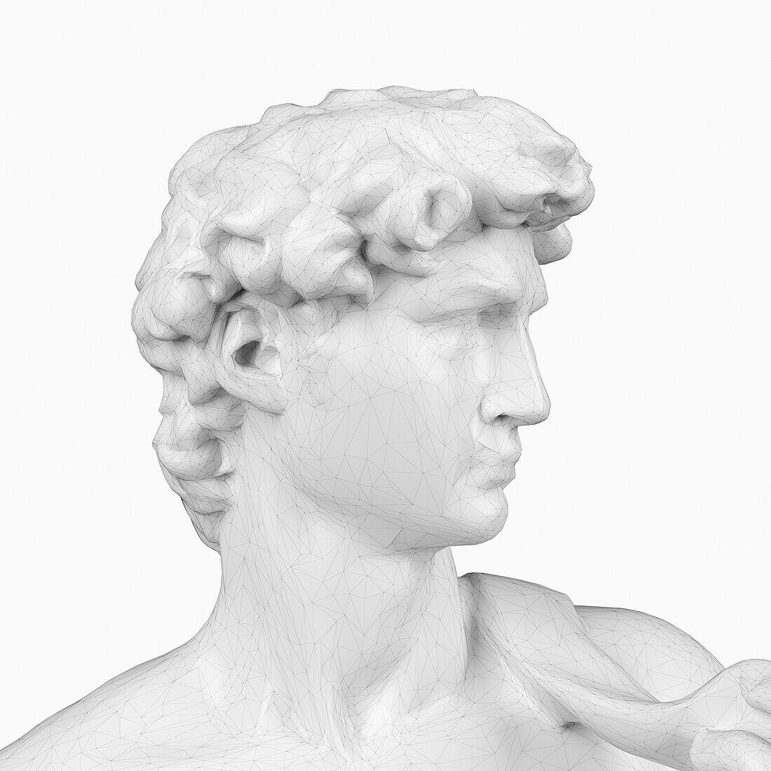 Wireframe David statue, illustration