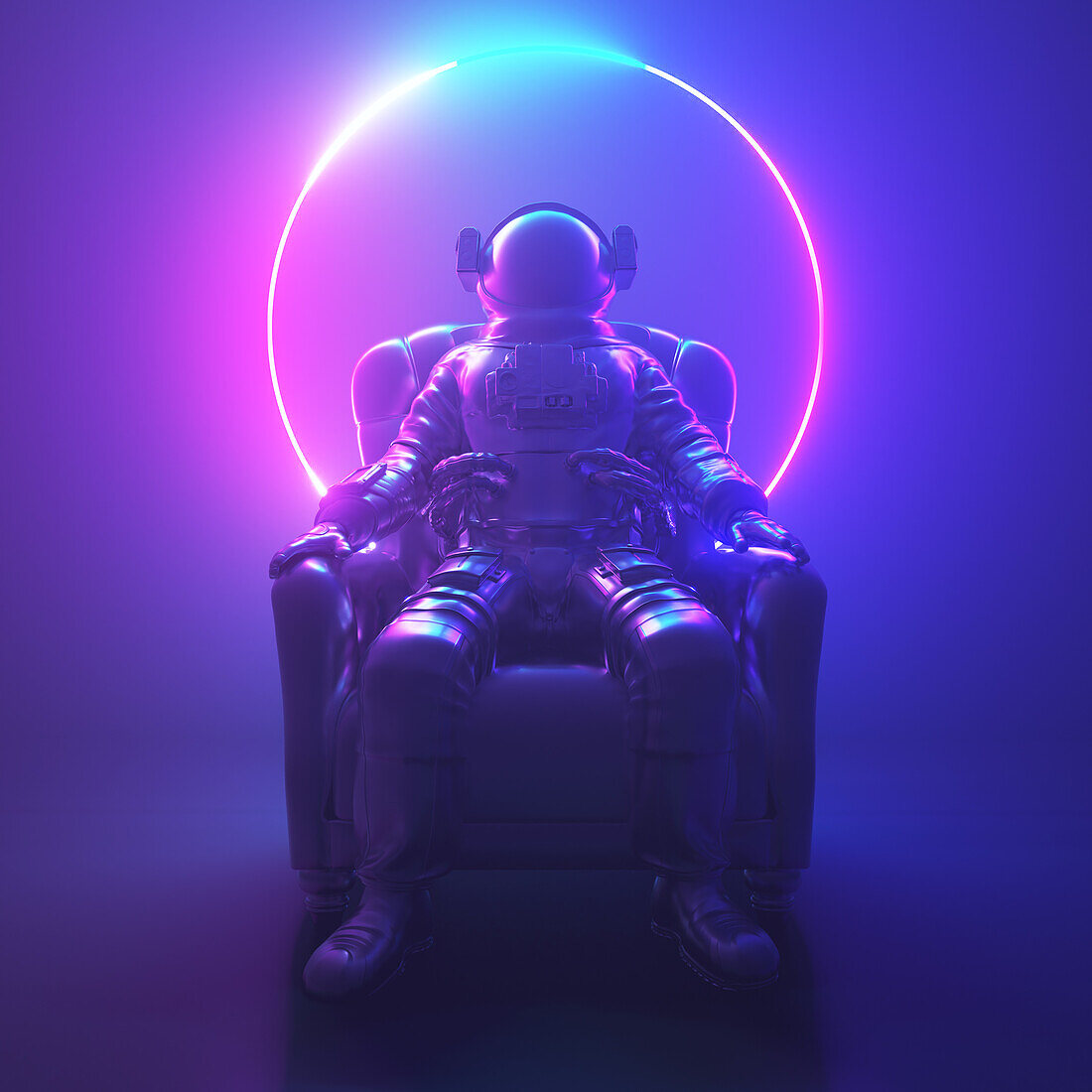 Astronaut sitting in a chair, illustration