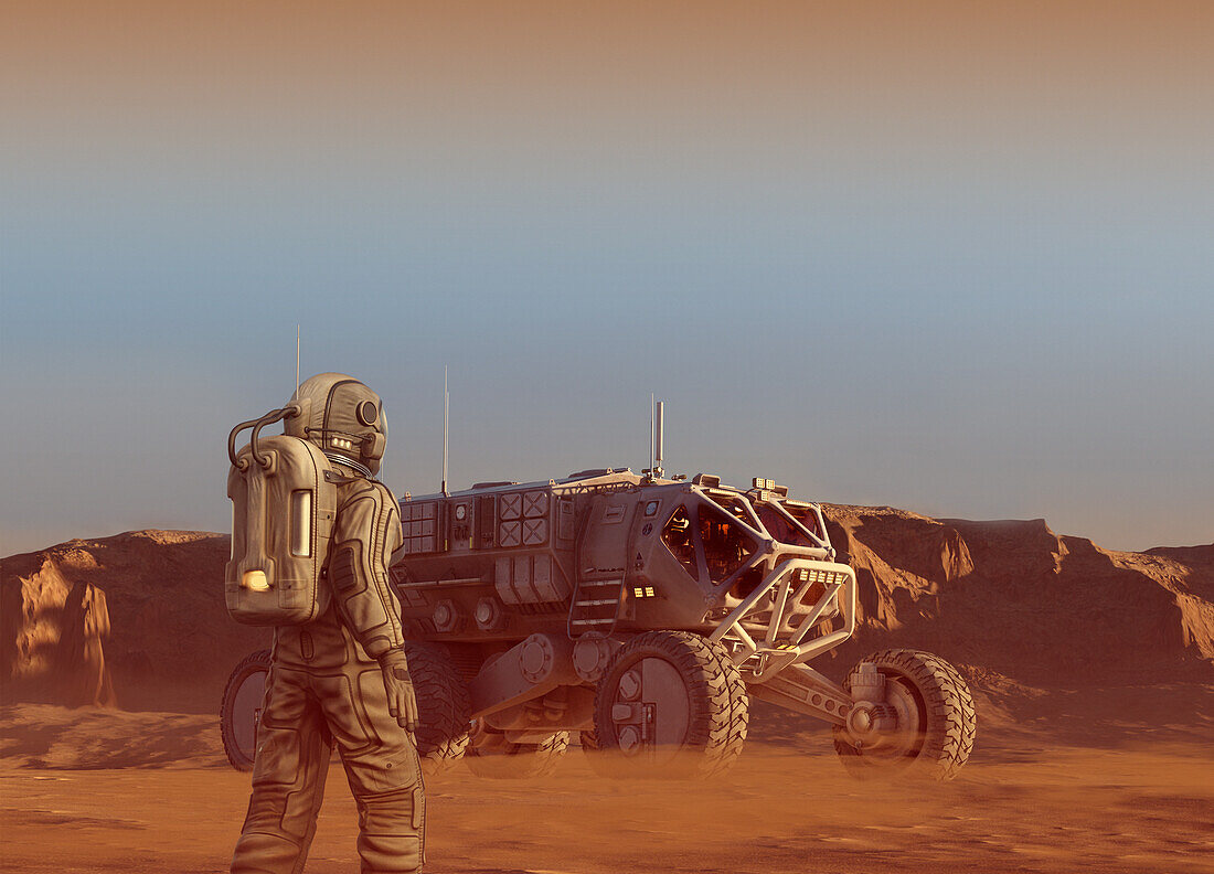 Mars exploration, conceptual illustration