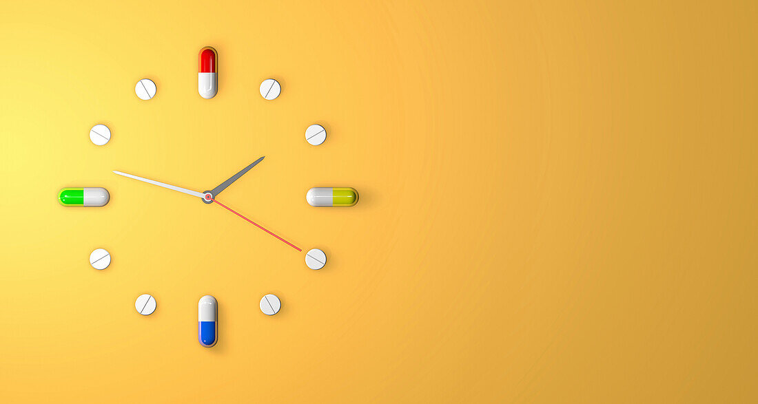 Medication clock, conceptual illustration