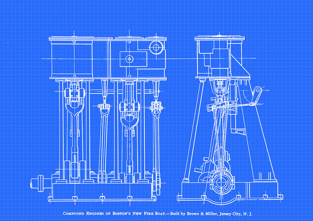 Compound engine blueprint, illustration