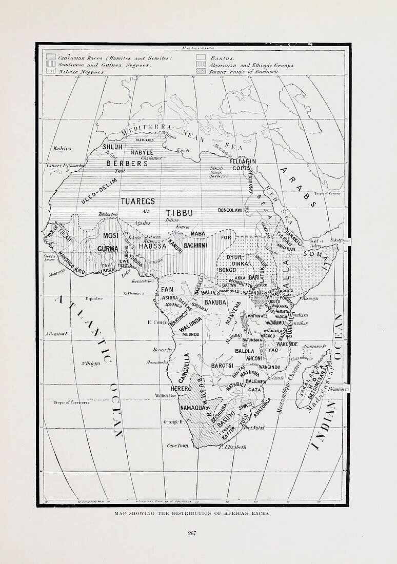 Map showing the distribution of African races