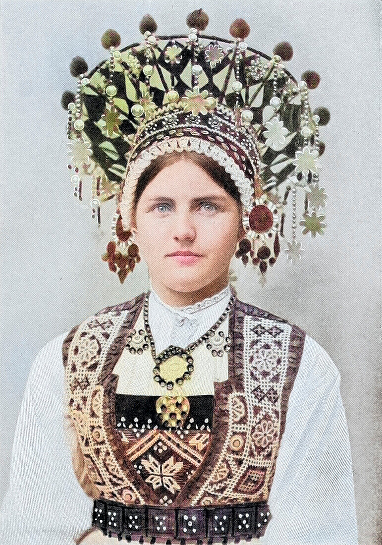 Norwegian girl in bridal dress