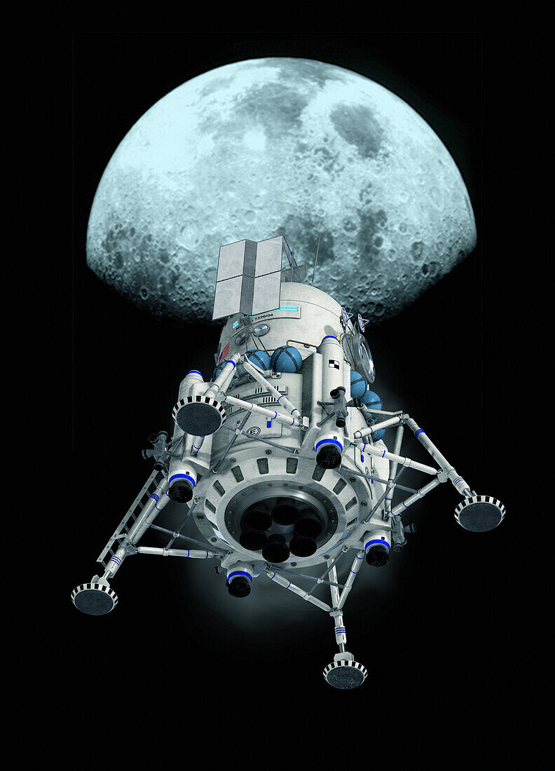 Spacecraft travelling to Moon, illustration