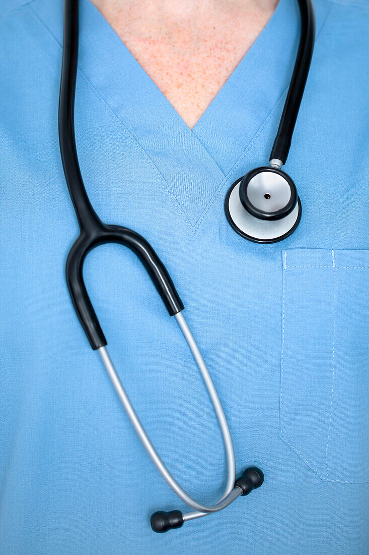 Stethoscope around doctor's neck