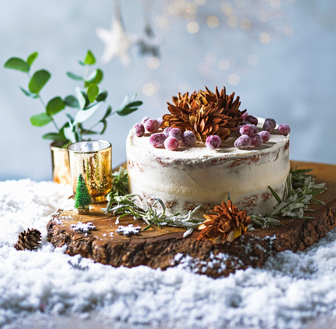 Frosted pine cone cake