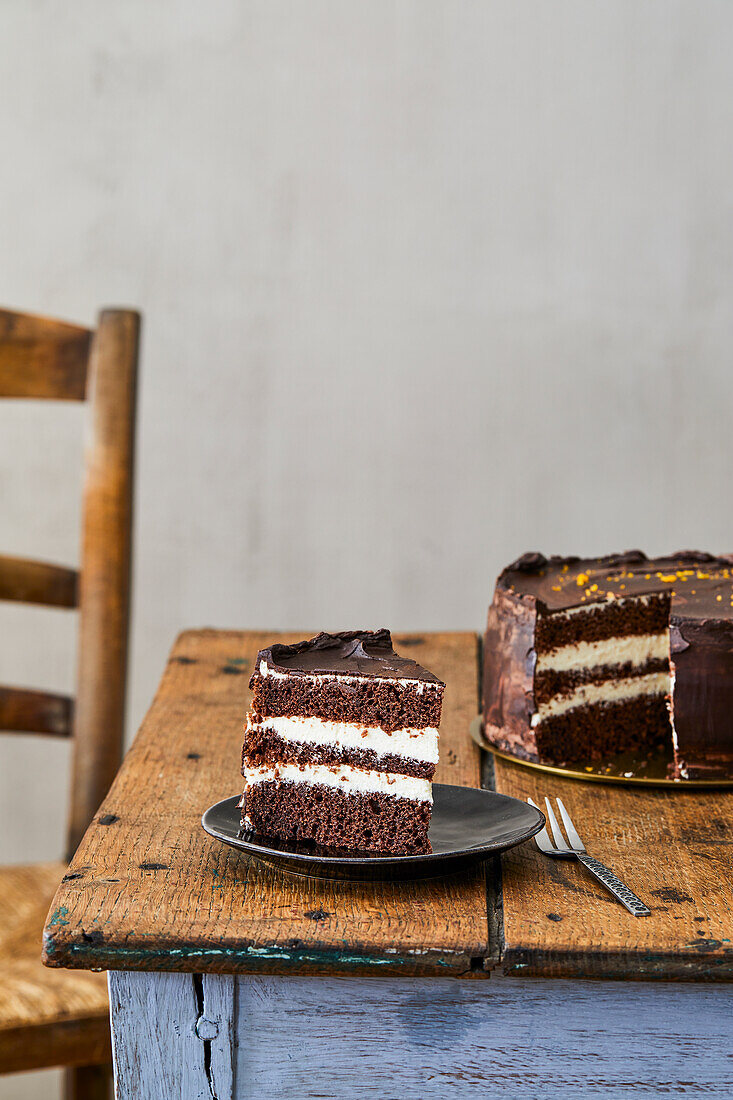 Chocolate orange gateau