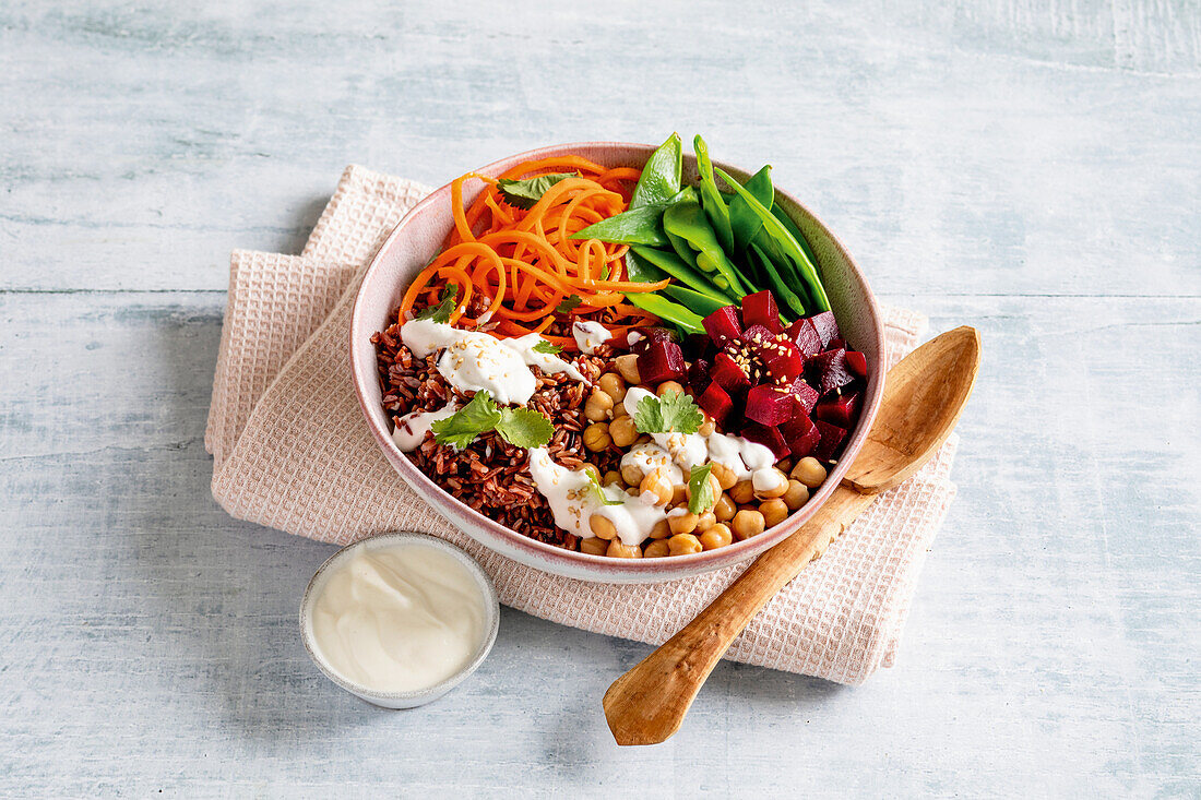 Red rice Buddha bowl