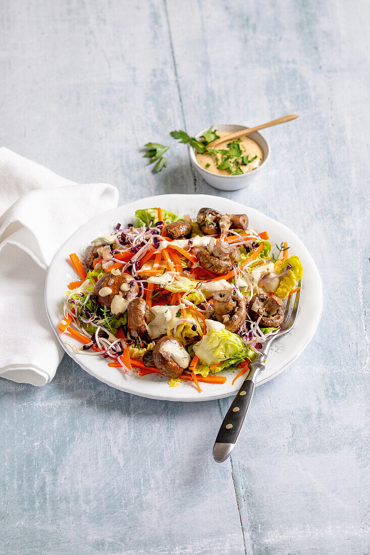 Fried mushrooms with almond aioli