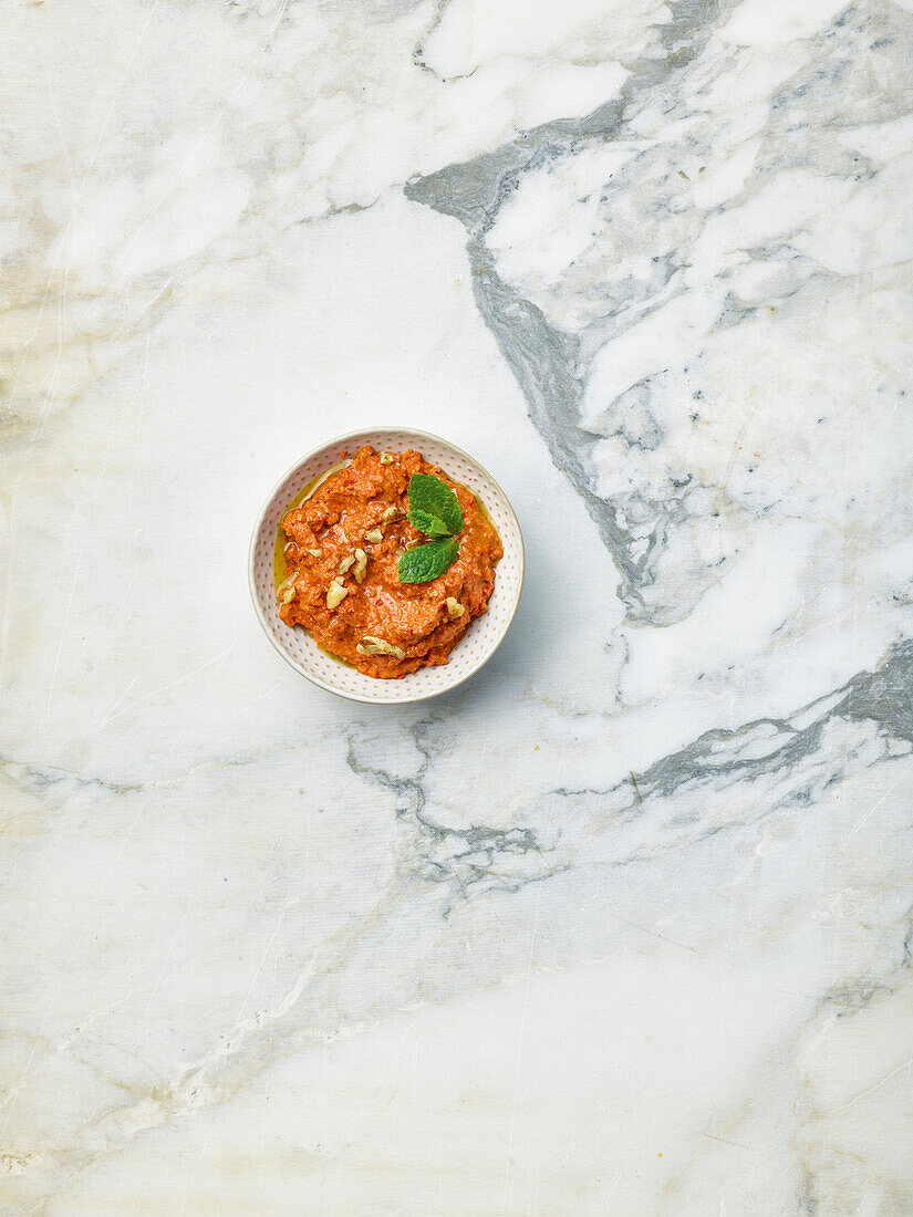 Muhammara (paprika cream with garlic, nuts and pomegranate)