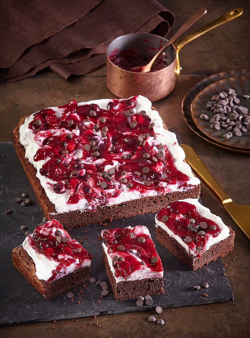 Blueberry and sour cherry brownies