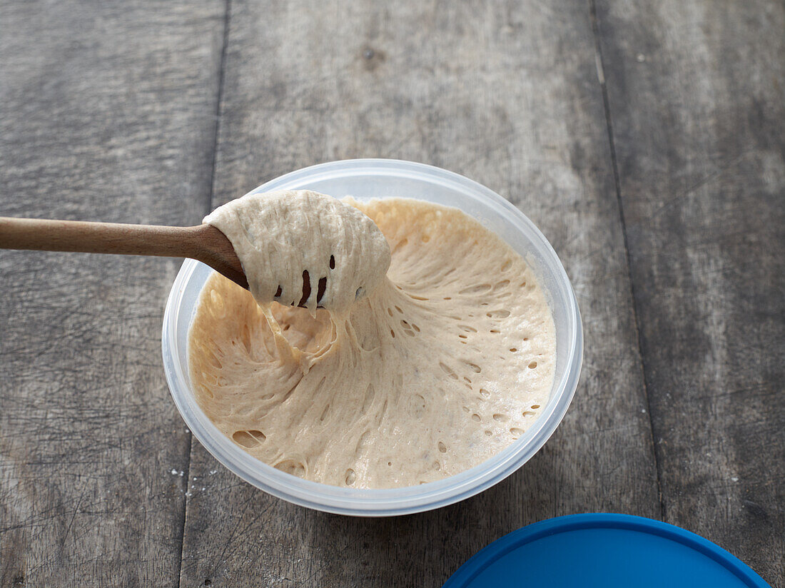 Poolish (starter dough for baking bread)