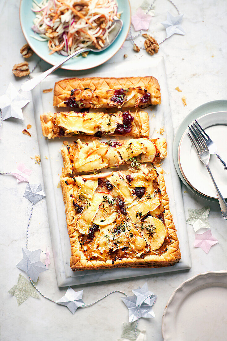 Apple and onion tart with brie