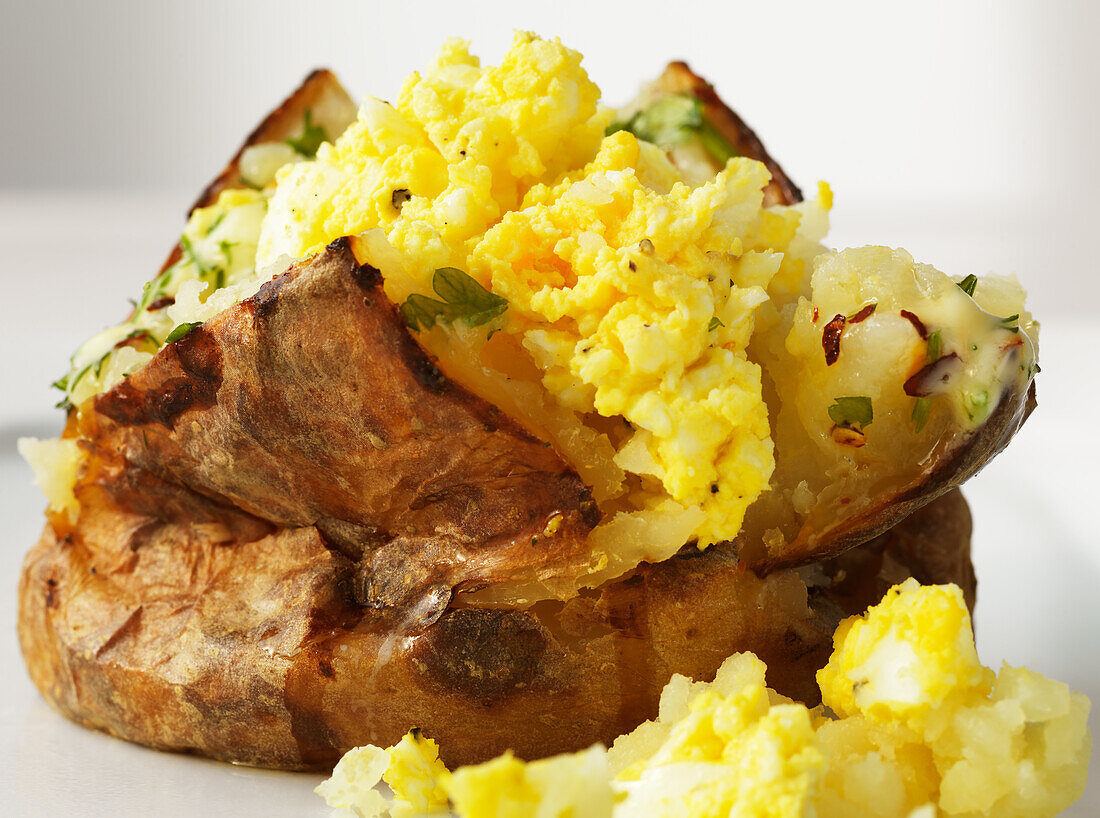 Baked potatoes with chopped egg