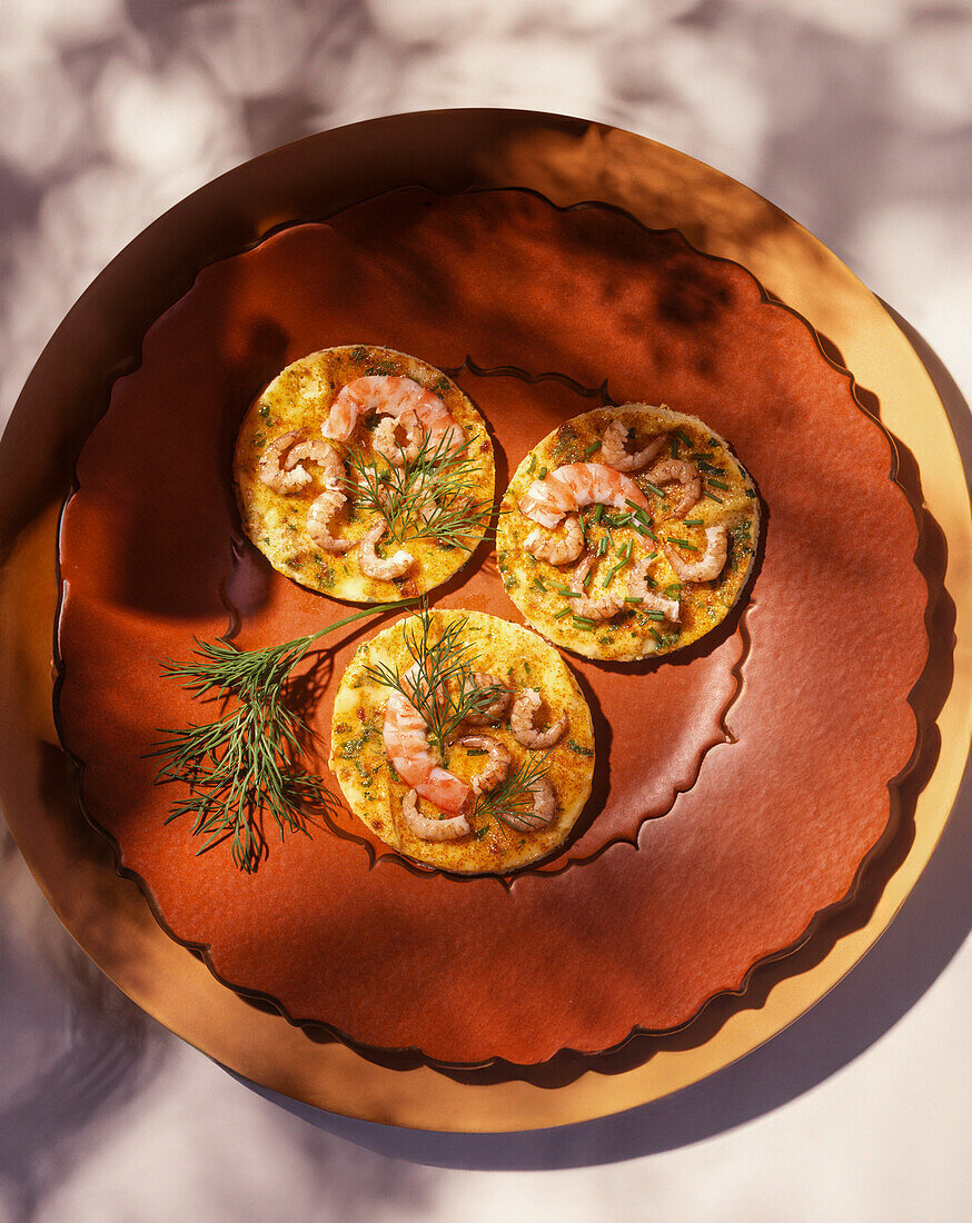 Bottarga-Omelettes mit Garnelen