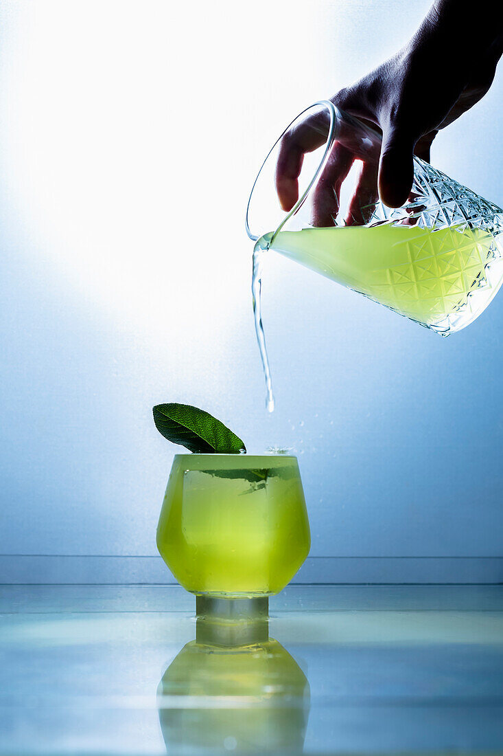 Refreshing green summer drink with sage