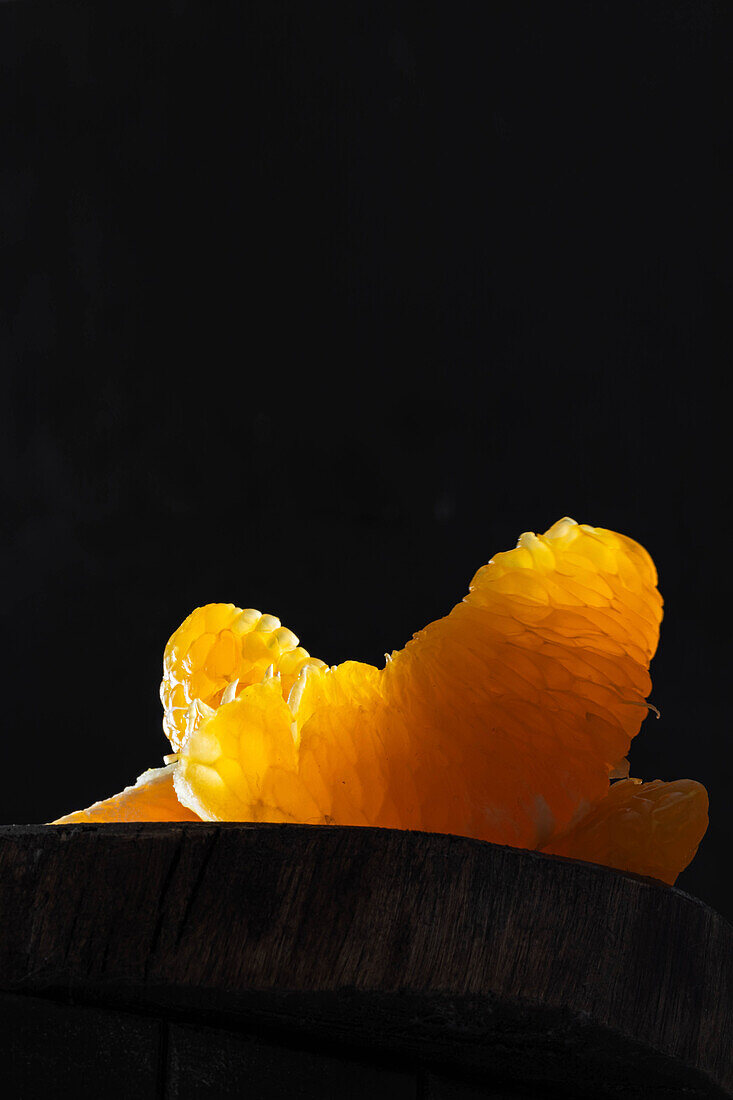 Orange fillet against a black background