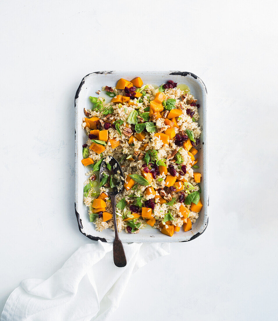 Rice salad with butternut squash