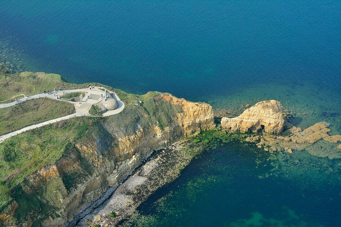 France,Calvados,Cricqueville en Bessin,Pointe du Hoc (aerial view)