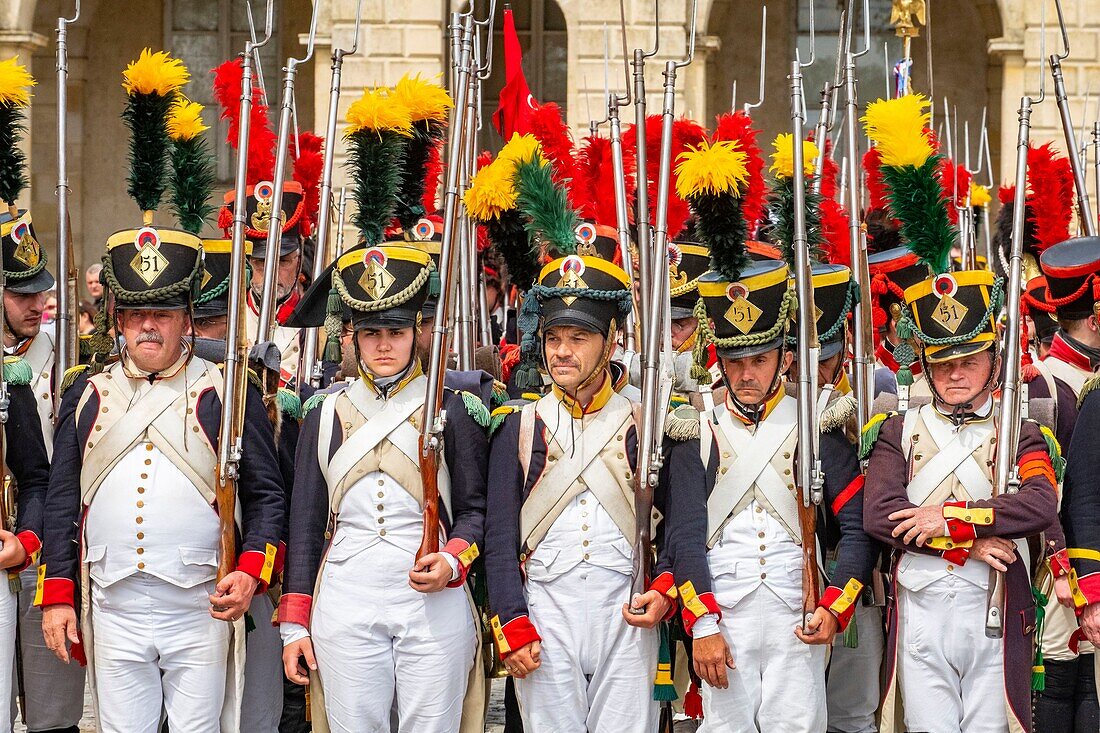 France,Seine et Marne,castle of Fontainebleau,historical reconstruction of the stay of Napoleon 1st and Josephine in 1809