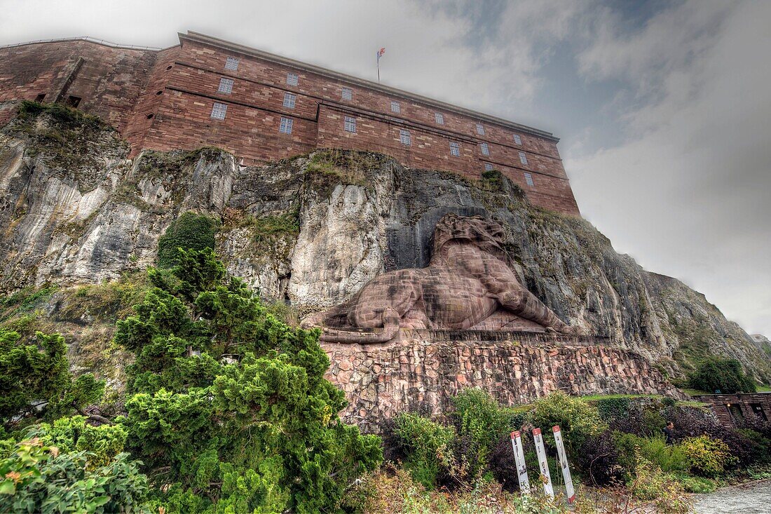 France,Territoire de Belfort,Belfort,under the citadel,the monumental sculpture of the lion of Bartholdi