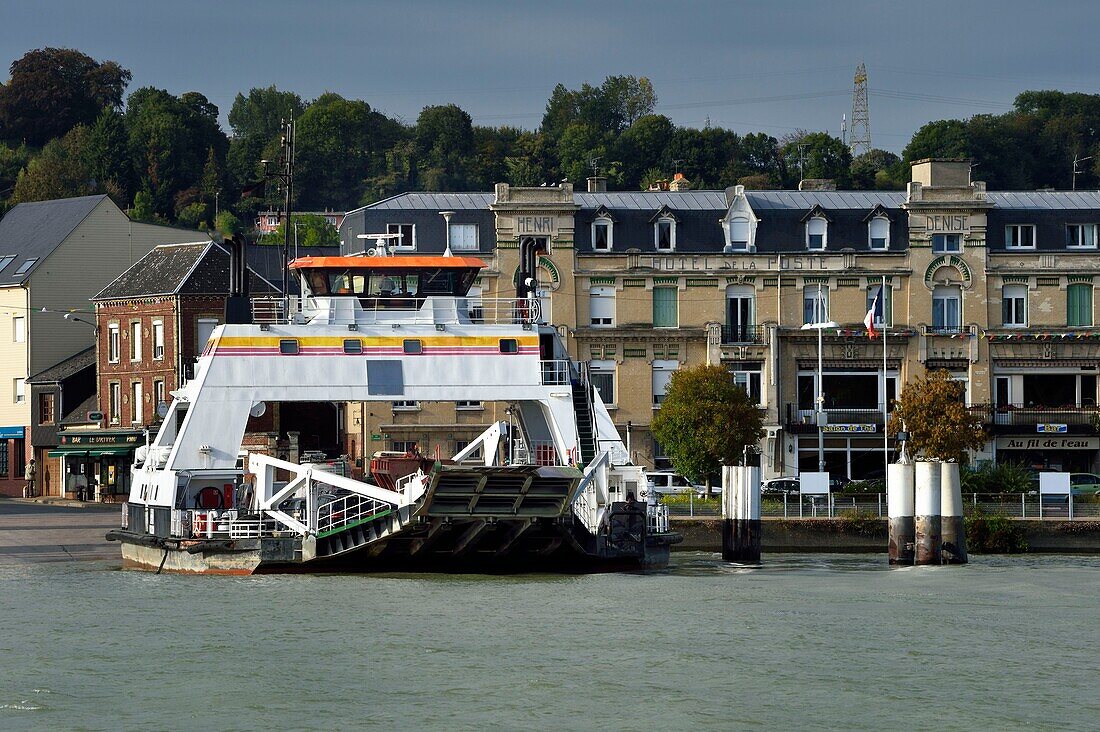 Frankreich,Seine-Maritime,Pays de Caux,Regionaler Naturpark Norman Seine-Mäander,Fähre über die Seine bei Duclair