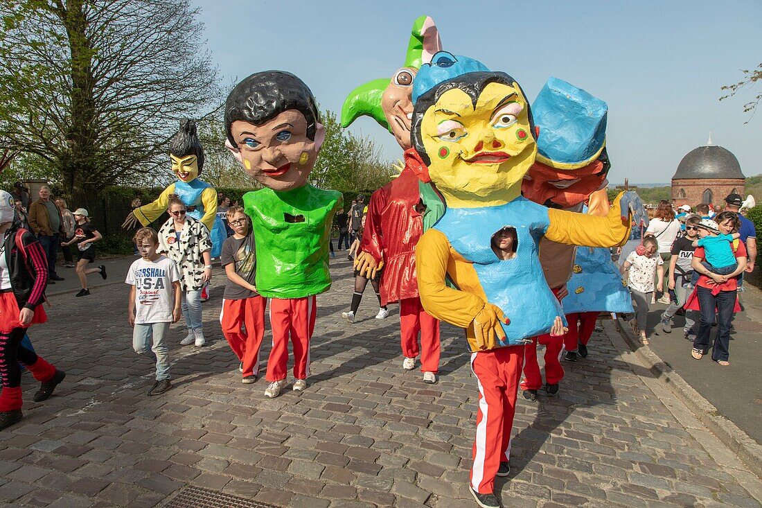 France,Nord,Cassel,spring carnival,head parade and Giant dance,listed as intangible cultural heritage of humanity
