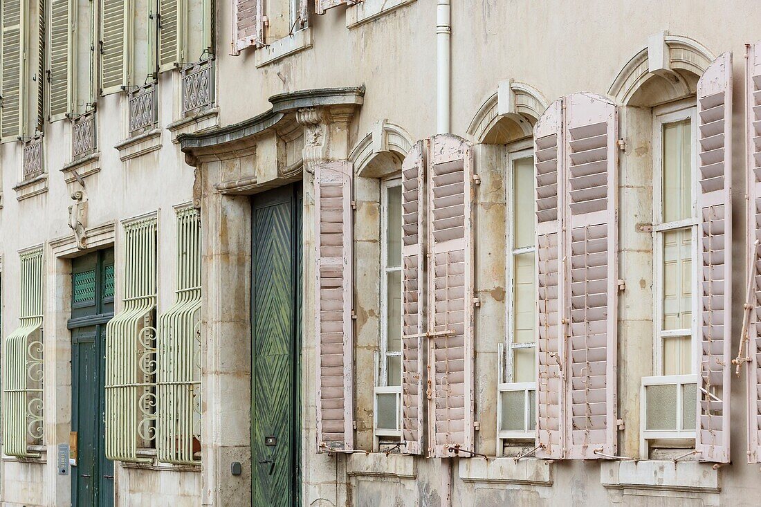 France,Meurthe et Moselle,Nancy,detail of the ornament of a facade today,school and high school Saint Dominique in Manege street located in the area called Ville Neuve