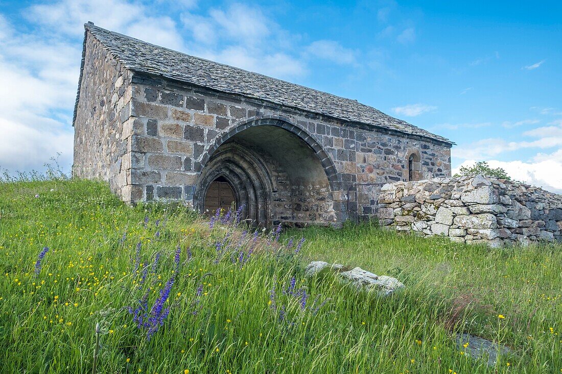 France,Cantal,Feydit (near Allanche),Regional Natural Park of the Auvergne Volcanoes,hamlet Chastres,Chanet Chapel (1100 m)