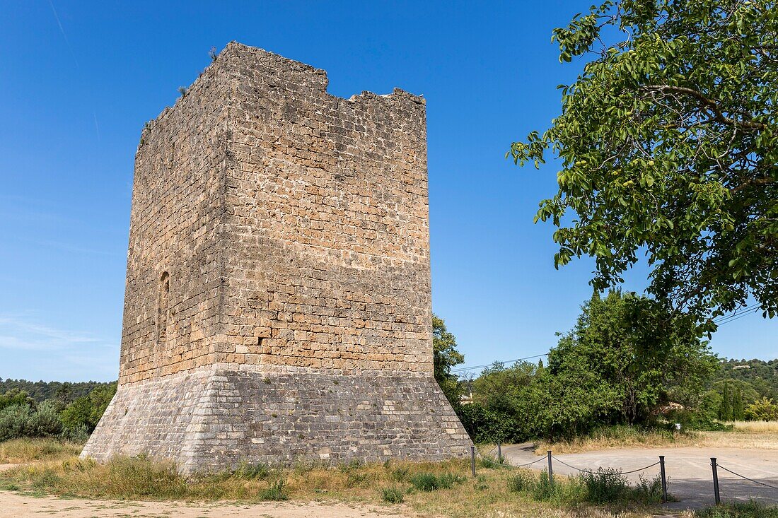 Frankreich,Var,Grüne Provence,Cotignac,einer der beiden Türme bleibt von der feudalen Burg übrig