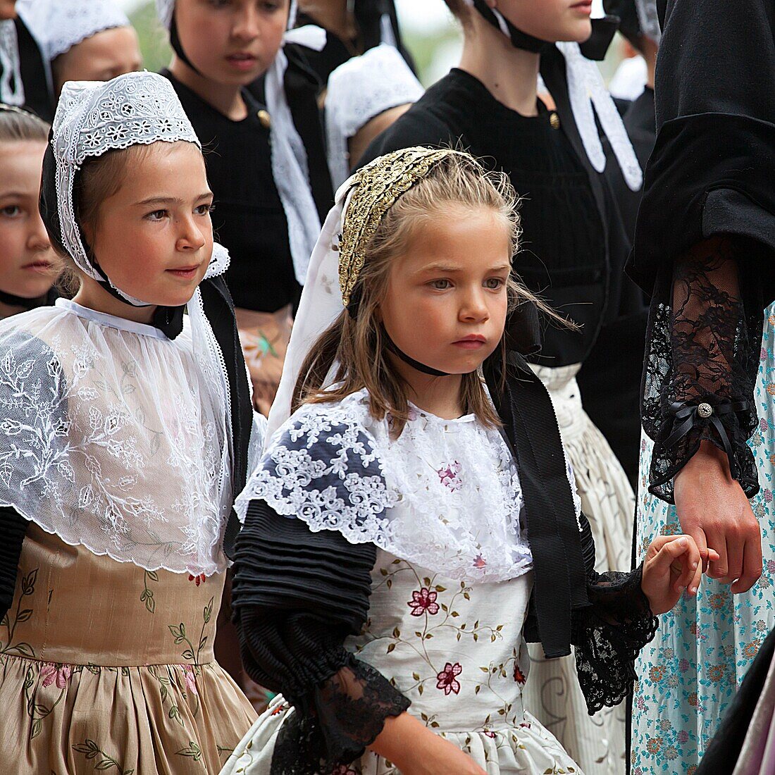 France,Finistere,Festival of the embroiderers of Pont l'Abbé,Children's dances of the Cercle Ar vro Vigoudenn of Pont l'Abbé