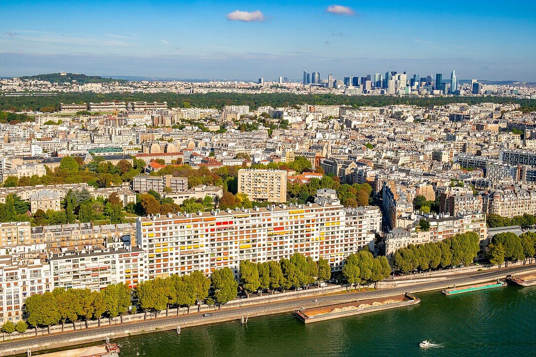 France,Paris,the Seine and the 16th arrondissement (aerial view)