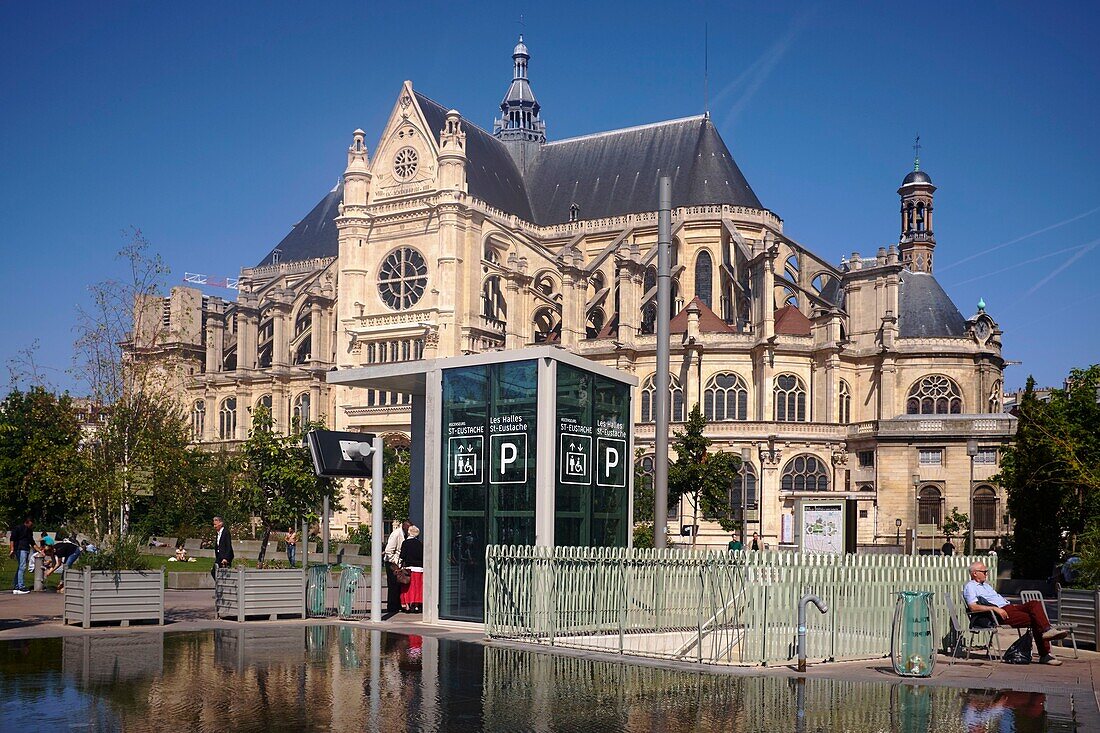 France,Paris,Chatelet Les Halles,Saint Eustache church and the Nelson Mandela garden