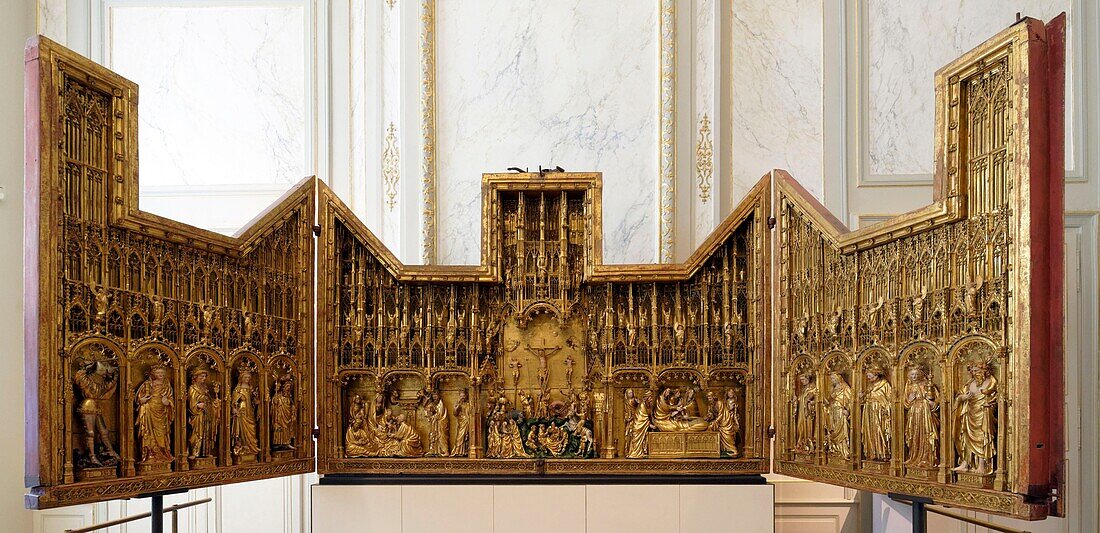 Frankreich,Cote d'Or,Dijon,von der UNESCO zum Weltkulturerbe erklärte Gegend,Musee des Beaux Arts (Museum der schönen Künste) im ehemaligen Palast der Herzöge von Burgund,die Altarbilder der Kartause von Champmol,Altarbild der Kreuzigung aus dem 14.
